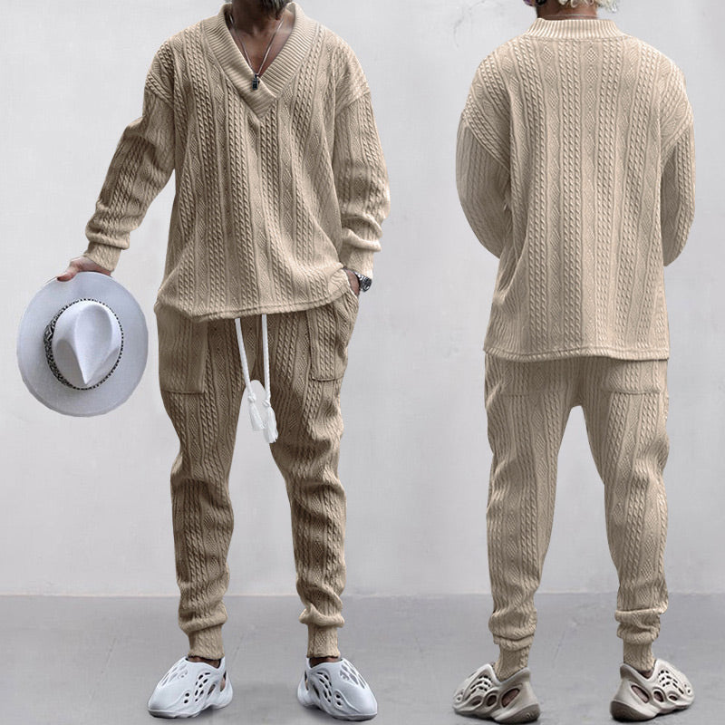 💥Men's 2-Piece V-Neck Baggy Sweatshirt & Joggers Set