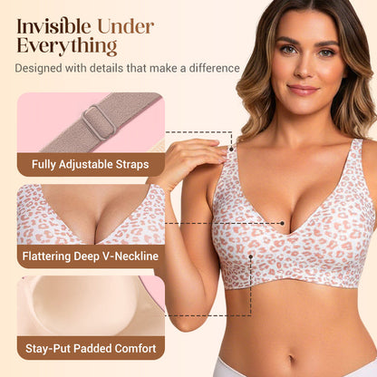 Jelly Wireless Womens Comfortable Wireless Bras Push Up Bralettes Seamless Tshirts Bras Deep V Everyday Bras