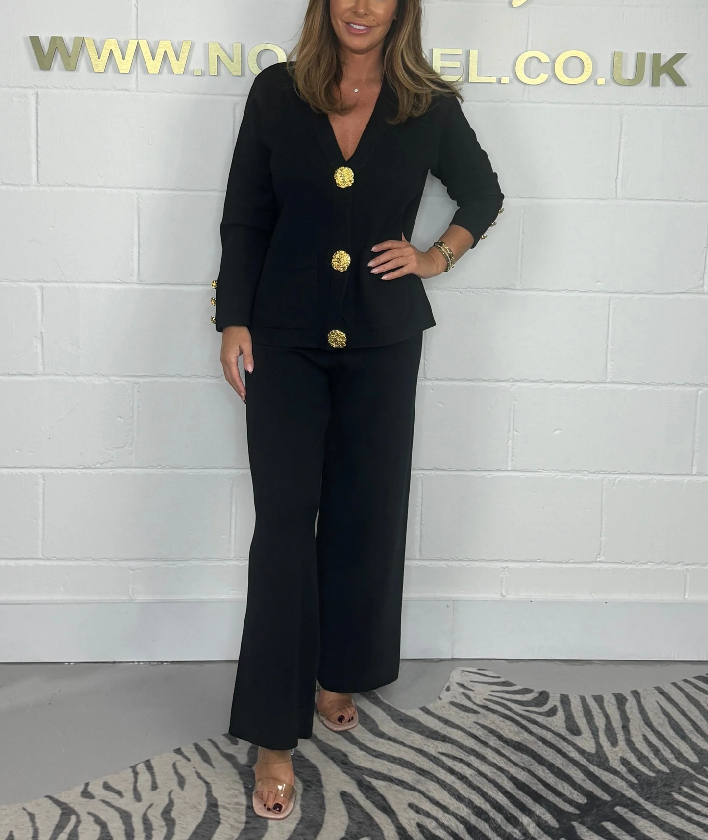 💕Gold Button Soft Knit Trouser Co-Ord