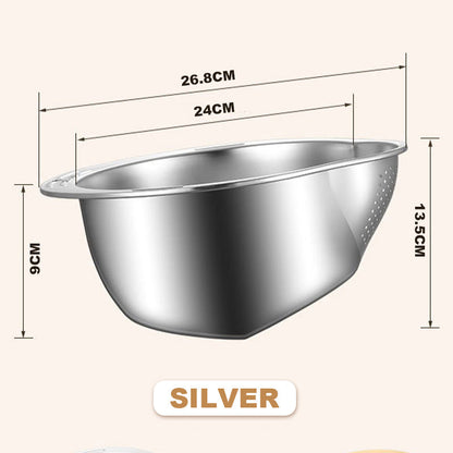 Multi-functional Cutting and Draining SUS 304 Bowl