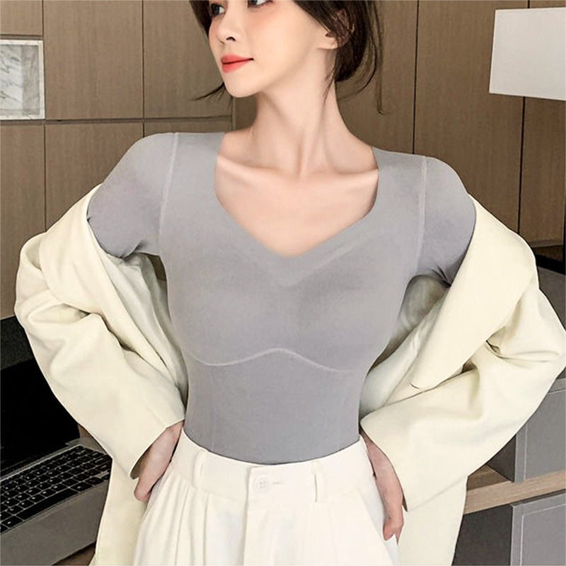 🥳2023 Brand New Fabric Women's Built-in Bra Thermal Underwear