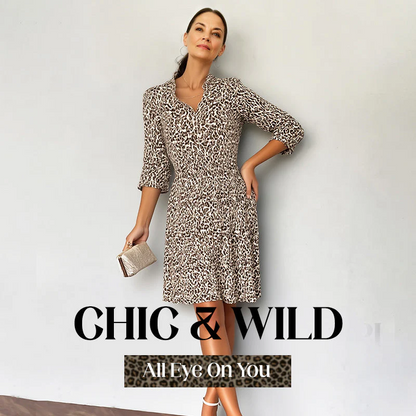 Women's Trendy Leopard Print V-Neck Loose Fit Dress