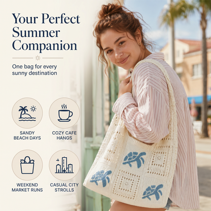 📢📢Turtle Pattern Crochet Tote Bag