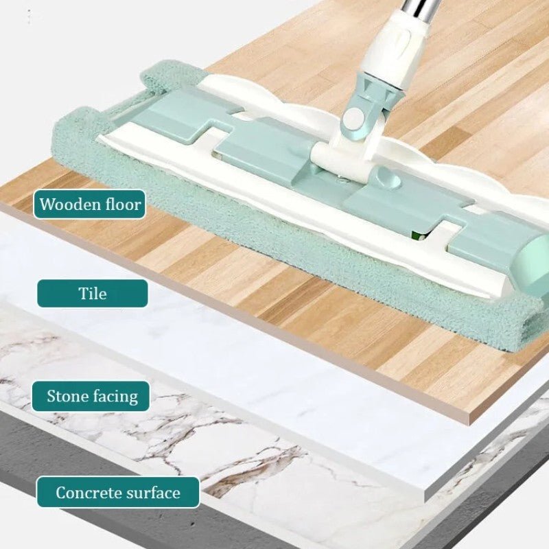 Flat Mop with Stainless Steel Handle, come with Reusable Washable Mop Cloths