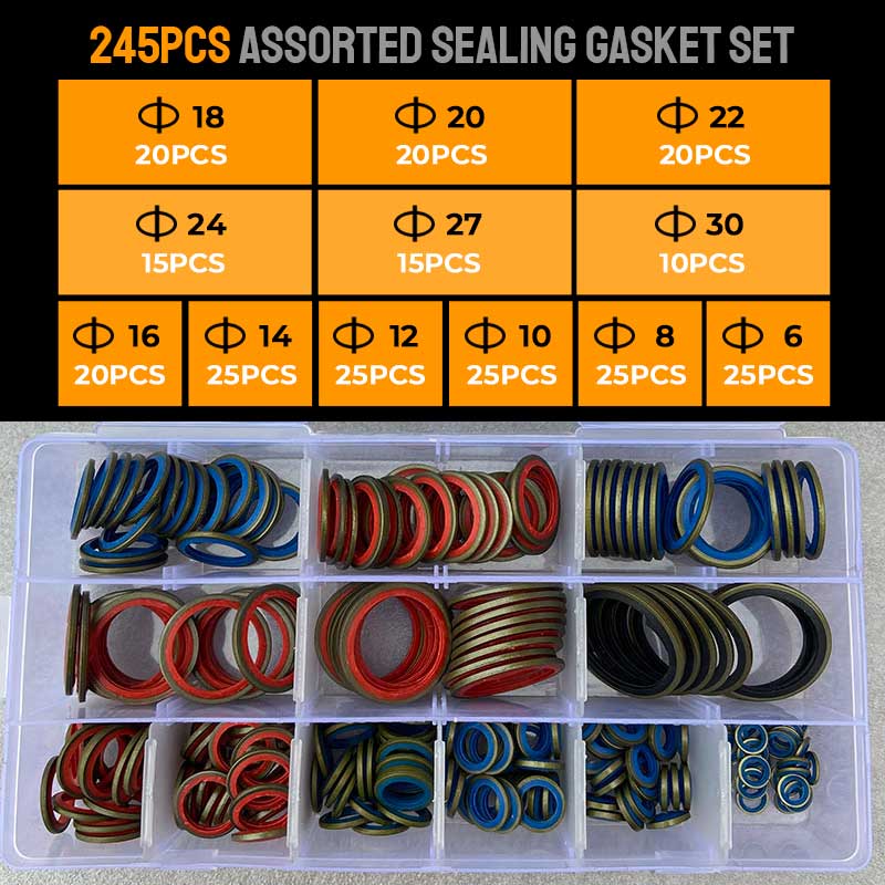 【🎁Mother's Day Gift】Pousbo® 100pcs/ 245pcs Assorted Sealing Gasket Set