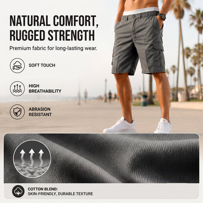 Men's Cargo Shorts – Elastic Waist, Multi-Pocket, Durable 🍁