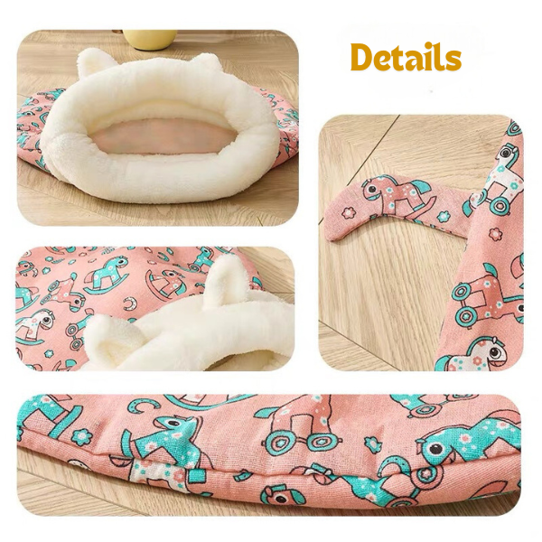 💥Warm Plush Thick Cat Sleeping Bag – Soft Burrow Cat Bed, Self-Warming Enclosed Cave Bed for Kittens & Small Pets, Cozy Hideaway Nest