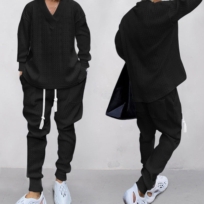 💥Men's 2-Piece V-Neck Baggy Sweatshirt & Joggers Set