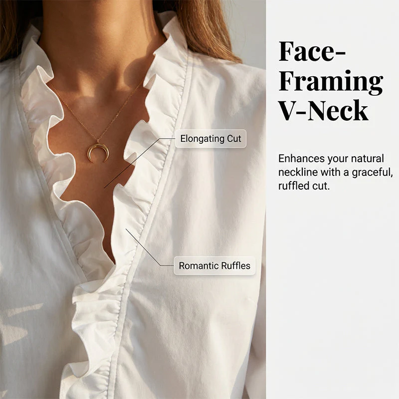 👚 Women's Ruffled Lantern Sleeve Shirt – Sweet, Loose Fit & Versatile (S–XL) 🍃