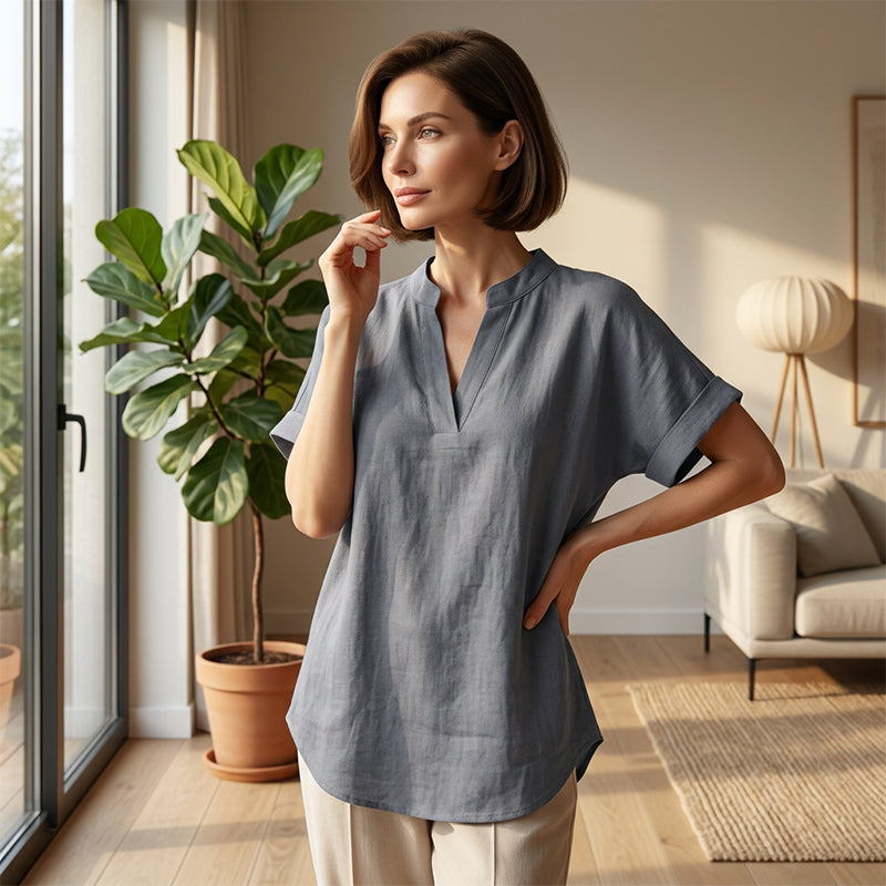 Fashion Loose Solid Color Short Sleeve Top