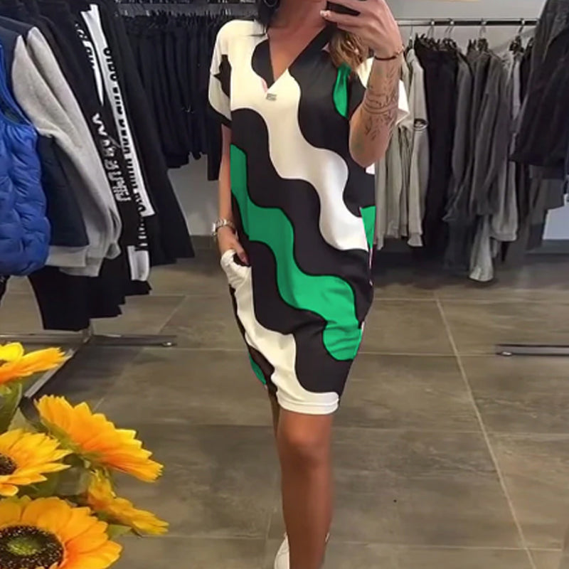 🎉🛍️ Summer New Arrivals🥻Women's V-Neck Short Sleeve Dress