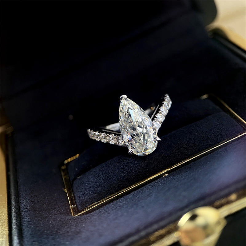 3-Carat Sterling Silver Waterdrop Moissanite Ring