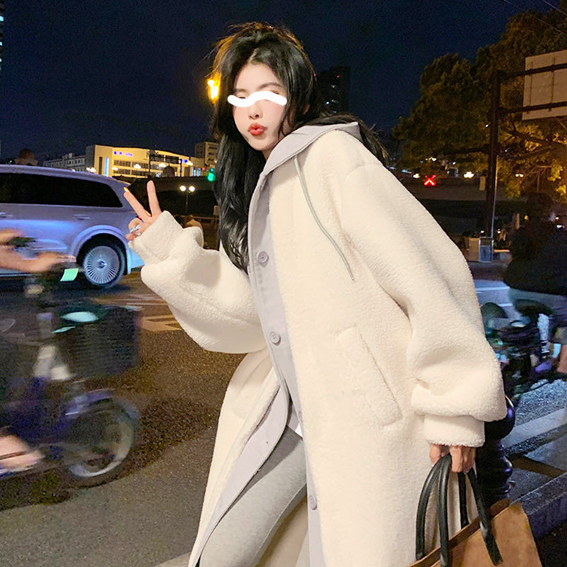 🎅🎄Christmas Sale🥳 2-Layered Faux Lambswool Hooded Coat Jacket(Great Sale⛄BUY 2 Get 5% OFF)