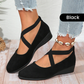 🌹Elegant Solid Color Elastic Strap Low Wedge Shoes