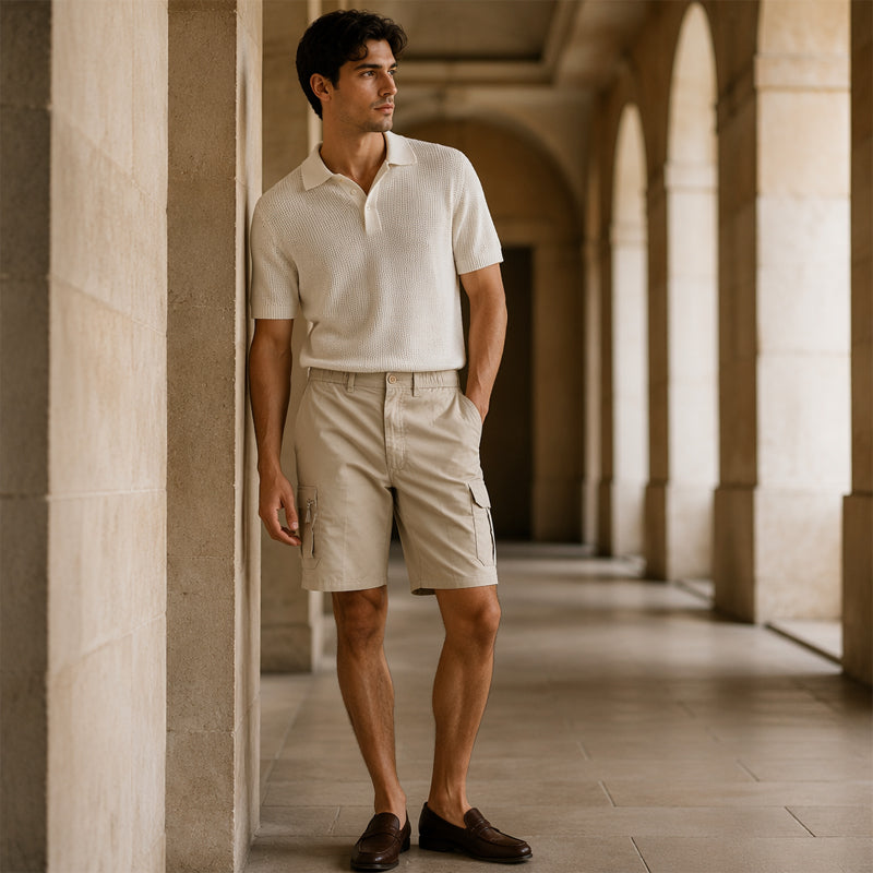 Men's Cargo Shorts – Elastic Waist, Multi-Pocket, Durable 🍁