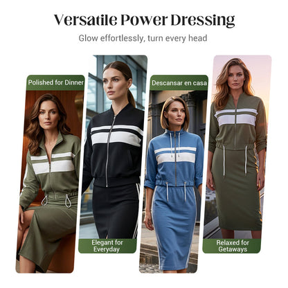 💖 Women's Stand Collar Jacket & Dress Set❄️