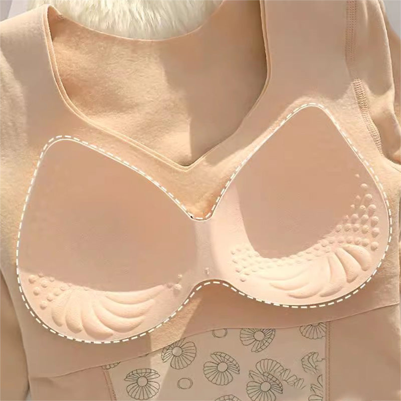 🥳2023 Brand New Fabric Women's Built-in Bra Thermal Underwear