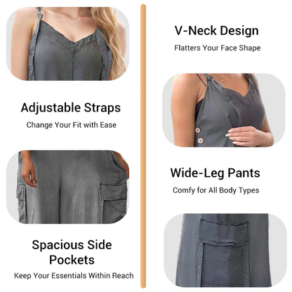 💕Women's Loose Wide-Leg Jumpsuit with Pockets