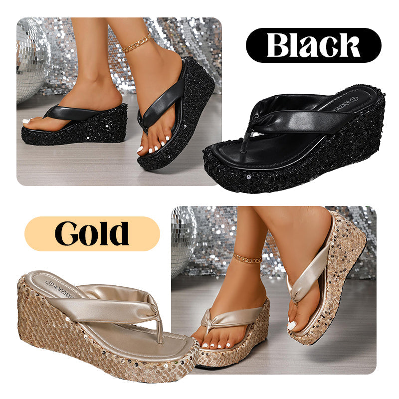 👠Women's Thick-Soled Sequined Flip-Flops