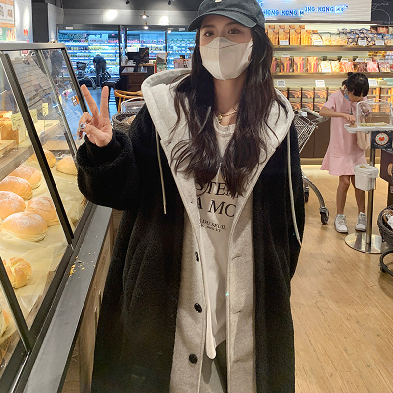 🎅🎄Christmas Sale🥳 2-Layered Faux Lambswool Hooded Coat Jacket(Great Sale⛄BUY 2 Get 5% OFF)