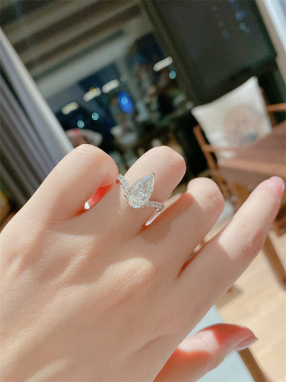 3-Carat Sterling Silver Waterdrop Moissanite Ring