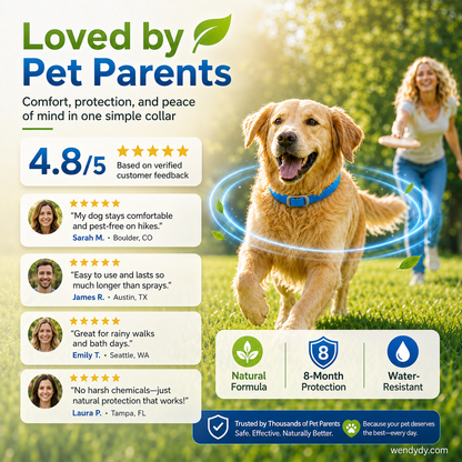 🌿🛡️ Natural Essential Oil Pet Collar – 8‑month flea & tick protection. Plant‑based, no harsh chemicals. Safe for dogs & cats! 🐾✨