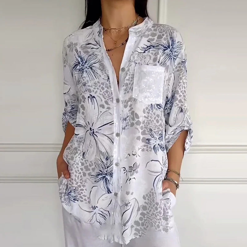 🔥Women’s Stand Floral Collar Printed Shirt