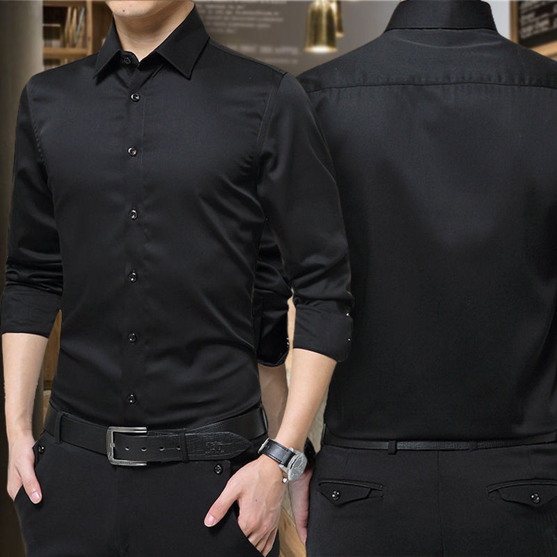 Men's Solid Long Sleeve Wrinkle-Free Formal Casual Shirt（50% OFF）