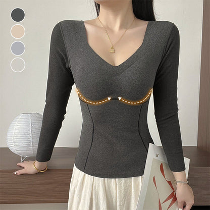🥳2023 Brand New Fabric Women's Built-in Bra Thermal Underwear