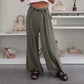 Women's Lightweight Ruched Wide-Leg Pants