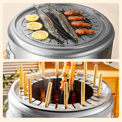 💥Smokeless steel grill bucket with aerospace grade material
