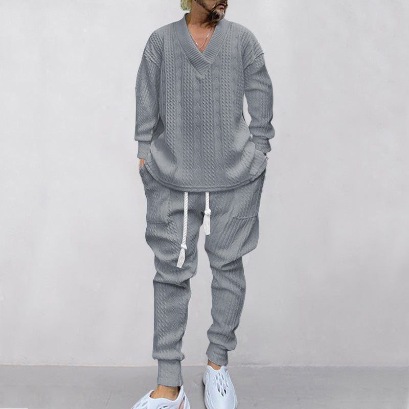 💥Men's 2-Piece V-Neck Baggy Sweatshirt & Joggers Set