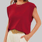 💗Solid Color Round Neck Cap Sleeve Top