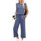 2025 New Women's  Sleeveless Top & Wide-Leg Pants 2-Piece Set