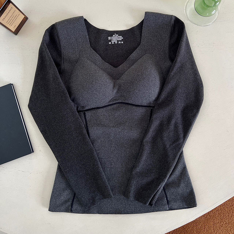 🥳2023 Brand New Fabric Women's Built-in Bra Thermal Underwear