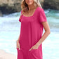 👗Women's Casual Square Neck Pocket Short Sleeve Dress with Pockets