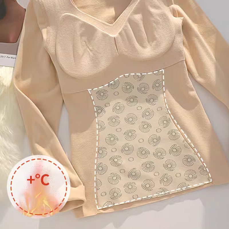 🥳2023 Brand New Fabric Women's Built-in Bra Thermal Underwear