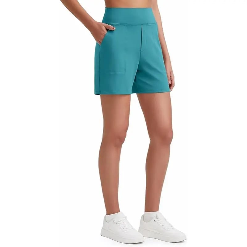 Women's High-Waisted Athletic Bermuda Shorts with Pockets – Running, Yoga, Summer Casual Activewear
