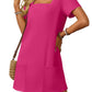 👗Women's Casual Square Neck Pocket Short Sleeve Dress with Pockets