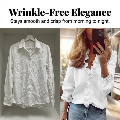 👚 Women's Ruffled Lantern Sleeve Shirt – Sweet, Loose Fit & Versatile (S–XL) 🍃