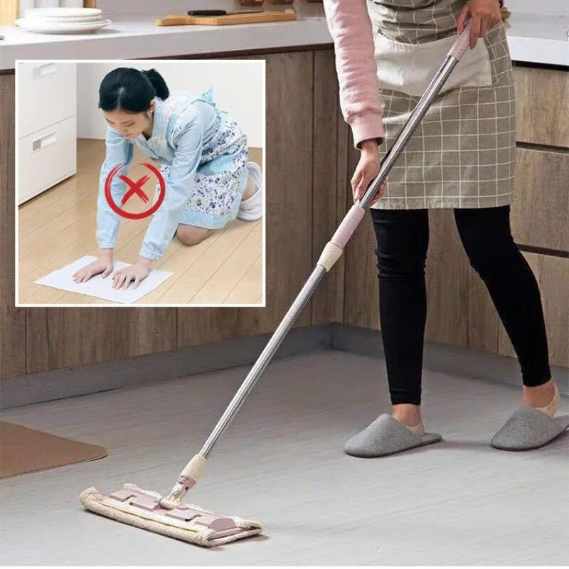 Flat Mop with Stainless Steel Handle, come with Reusable Washable Mop Cloths