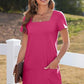👗Women's Casual Square Neck Pocket Short Sleeve Dress with Pockets