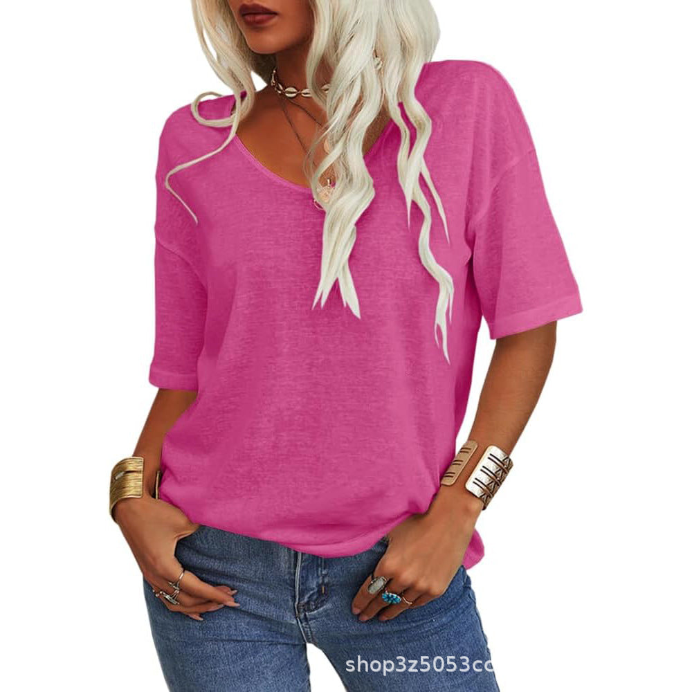 ✨Women's Solid Color V-Neck T-shirt [On Sale & Quick Ship!]