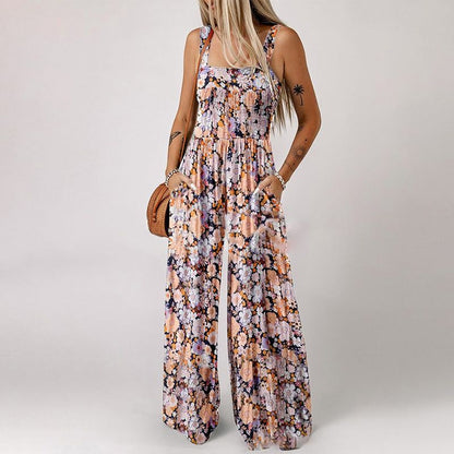 🏖️Summer Hot Sale 🌼🎨Women’s Casual Print Sleeveless Overalls Jumpsuits