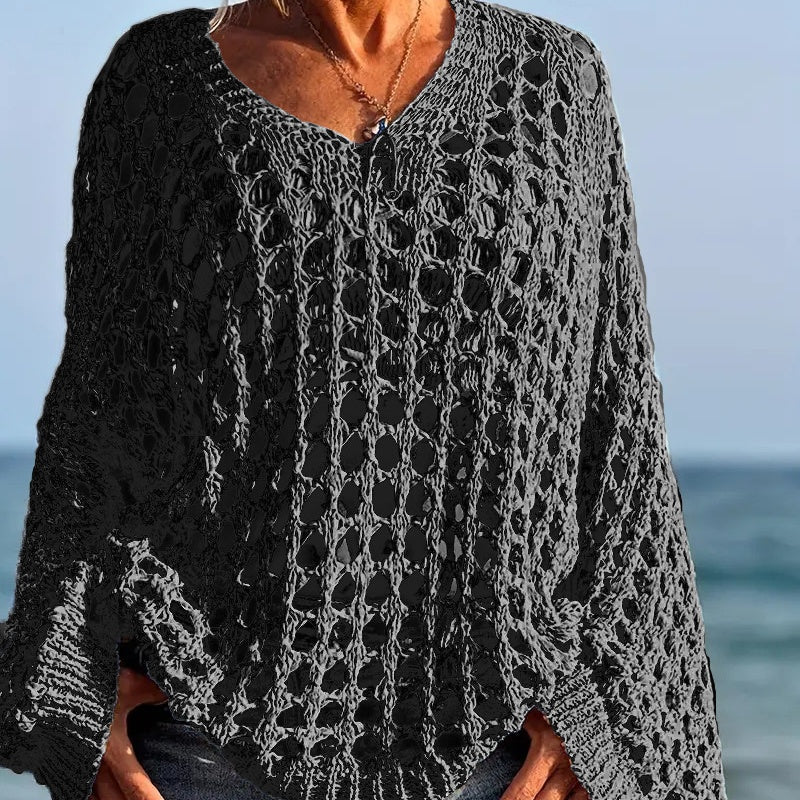 🌸New Arrival🌸Women’s Casual Solid Color Crochet Knit Top