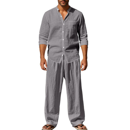👔 Men’s Shirt & Pants Set – Casual, Breathable Linen, Relaxed Fit ✨