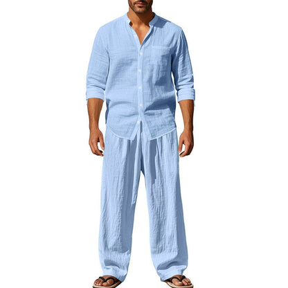 👔 Men’s Shirt & Pants Set – Casual, Breathable Linen, Relaxed Fit ✨