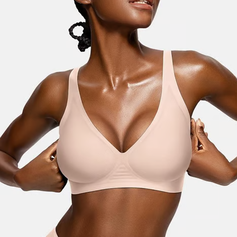 💜Jelly Wireless Womens Comfortable Wireless Bras Push Up Bralettes Seamless Tshirts Bras Deep V Everyday Bras