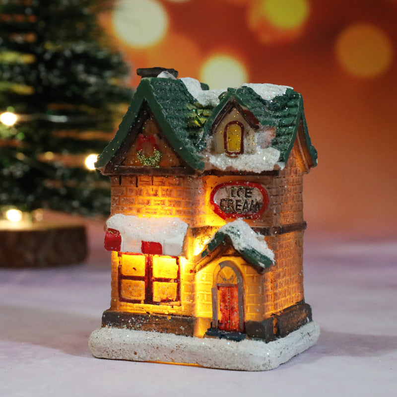 Miniature LED Lighted Christmas Village House