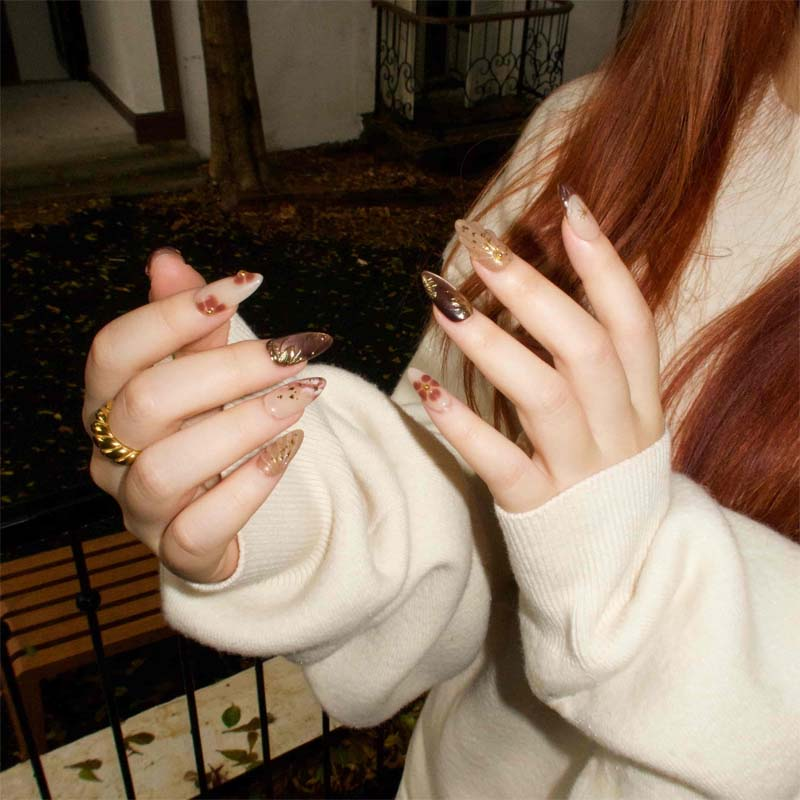 💥30 PCS Handcrafted Almond Press-On Nails Set💅